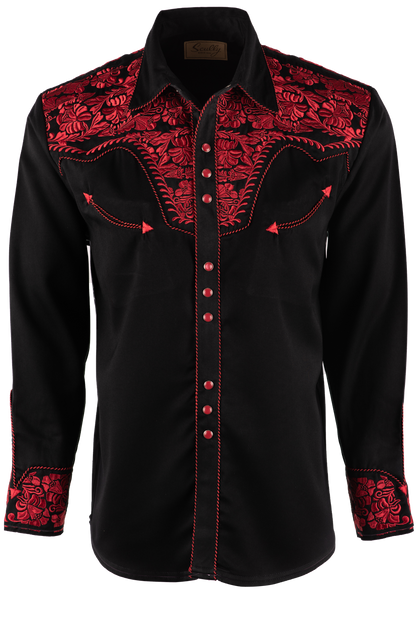 Scully Gunfighter Western Pearl Snap Shirt - Crimson