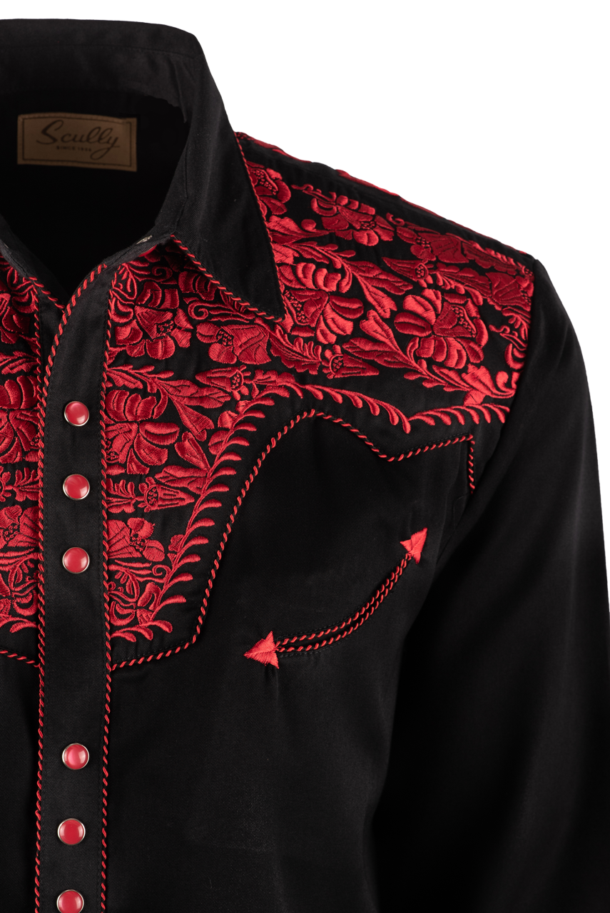 Women's Floral Embroidered Denim Western Shirt – Skip's Western Outfitters