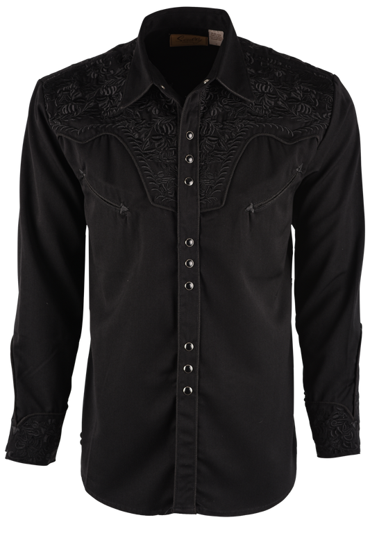 Scully Gunfighter Western Pearl Snap Shirt - Jet Black