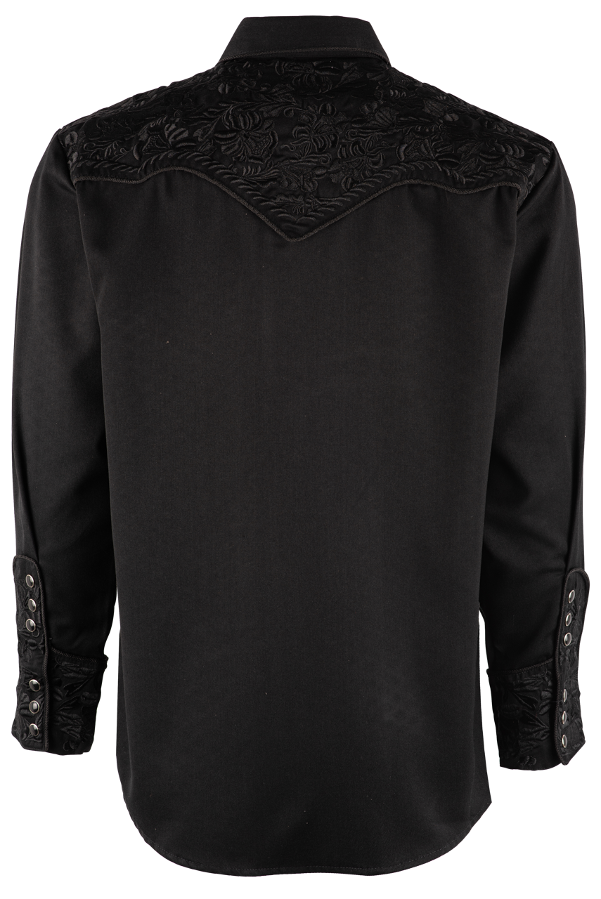 Scully Gunfighter Western Pearl Snap Shirt - Jet Black
