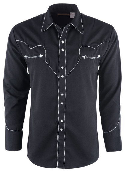 Scully Black Vintage Western Diamond Pearl Snap Shirt Pinto Ranch
