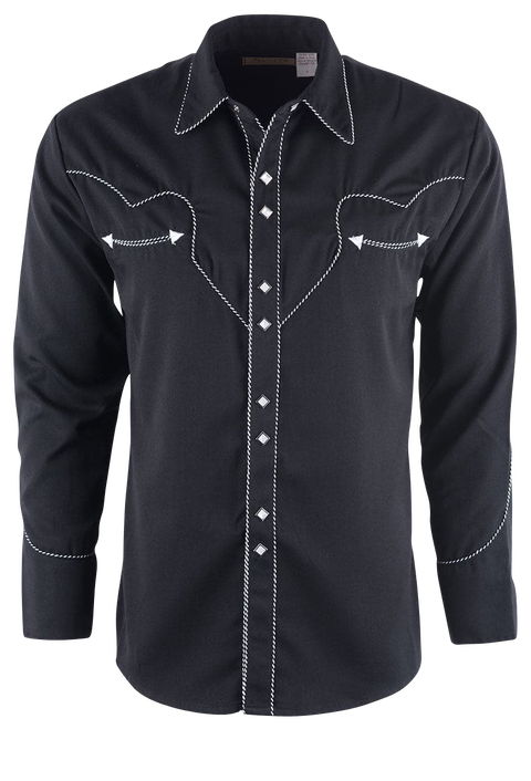 Scully Black Vintage Western Diamond Pearl Snap Shirt | Pinto Ranch