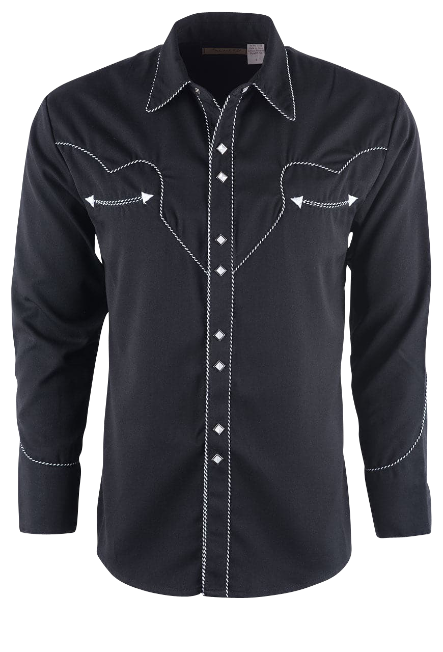 Scully Black Vintage Western Diamond Pearl Snap Shirt | Pinto Ranch
