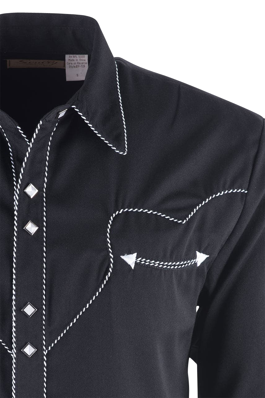 Scully Vintage Western Diamond Pearl Snap Shirt - Black