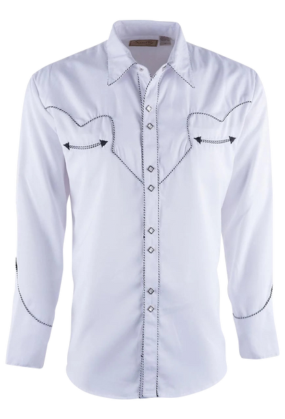 Mens white 2025 pearl snap shirts