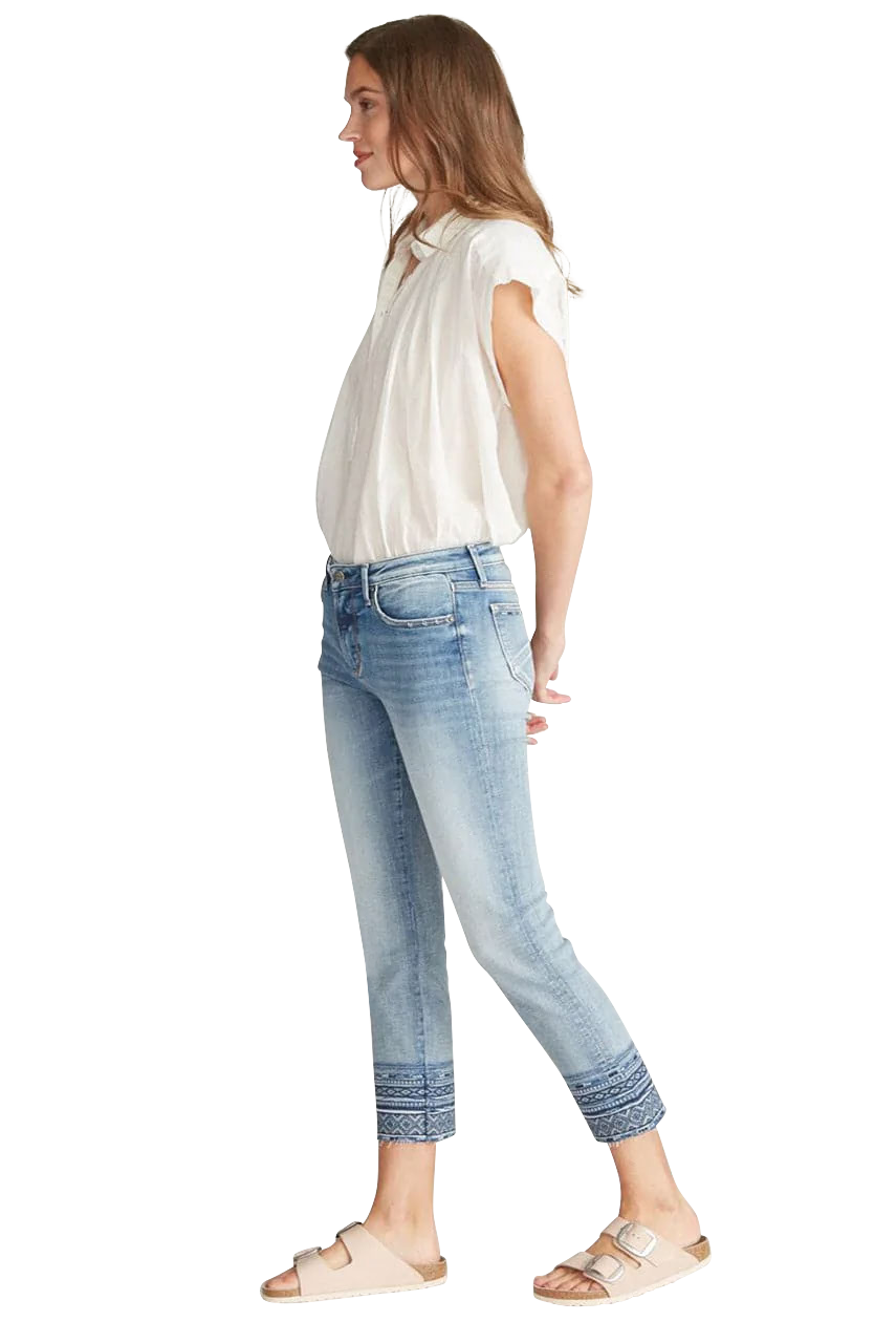 Driftwood Colette Diamond Embroidered Crop Jeans