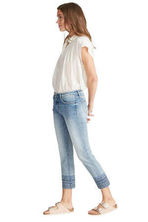Driftwood Colette Diamond Embroidered Crop Jeans