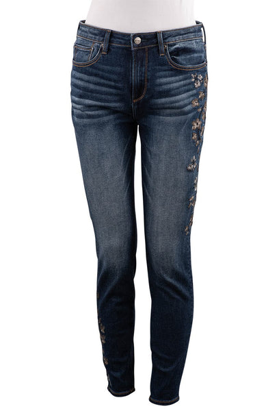 Driftwood Jackie High Rise Skinny Metallic Buds Western Jeans