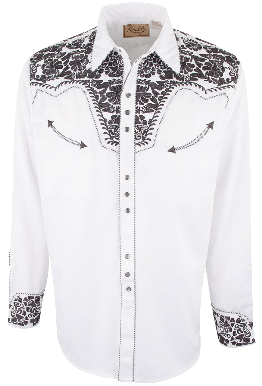 Scully Gunfighter Western Pearl Snap Shirt - Pewter