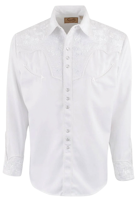 Scully Gunfighter Western Pearl Snap Shirt - White