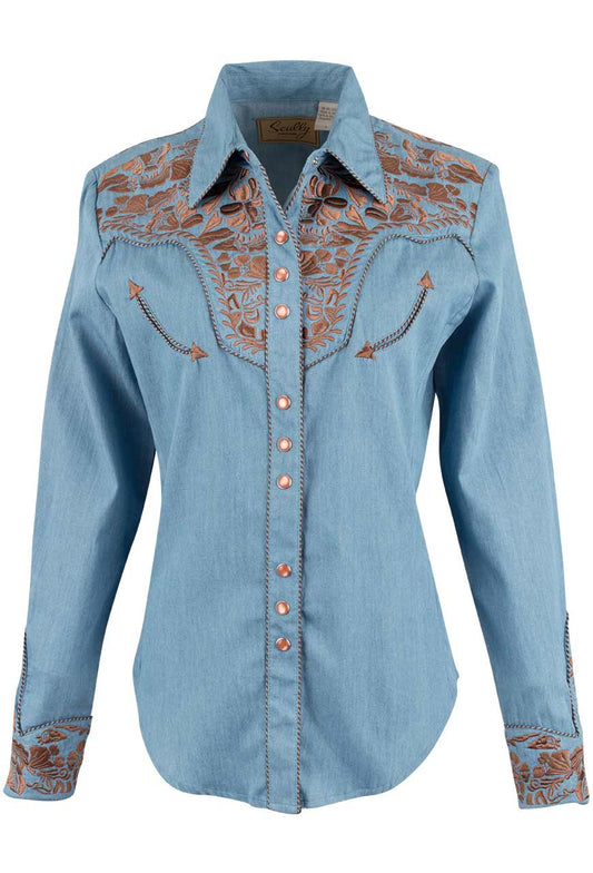 Scully Blue Gunfighter Western Snap Shirt