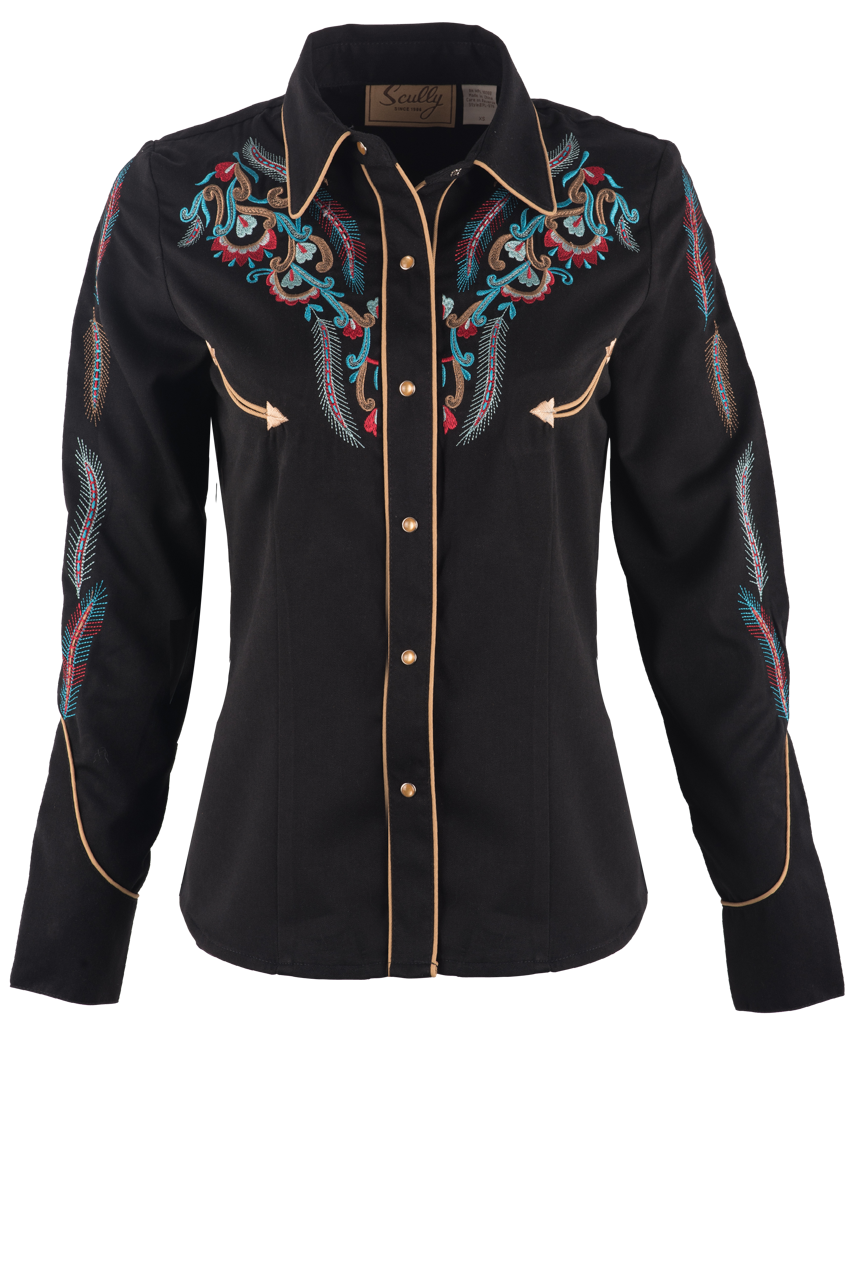 Scully Feather and Floral Embroidered Western Shirt