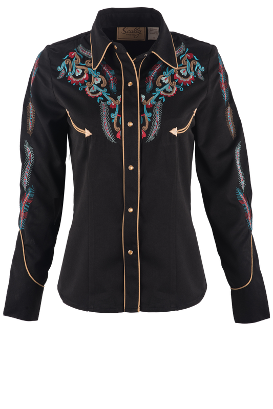 Scully Feather and Floral Embroidered Western Shirt