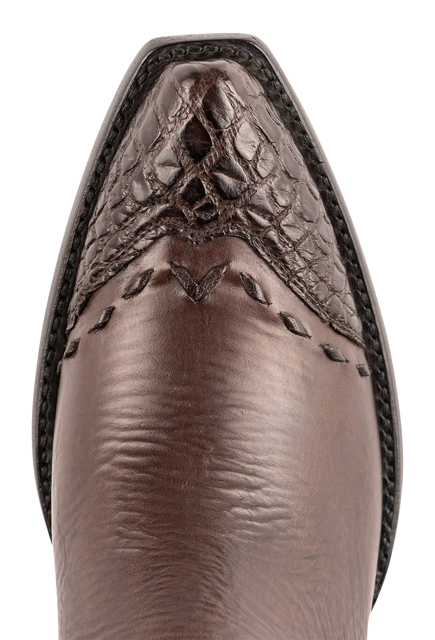 Stallion Women's Chocolate Calf & Alligator Zorro Ankle Boots Pinto Ranch