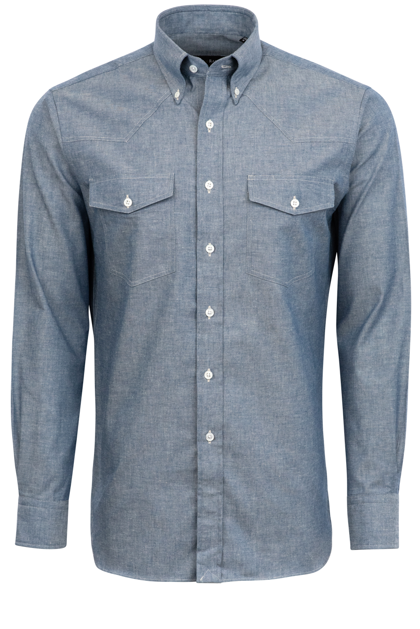 Pinto Ranch YY Collection Blue Chambray Button-Front Western Shirt ...