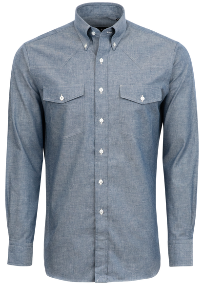 Pinto Ranch YY Collection Button-Front Shirt - Blue Chambray