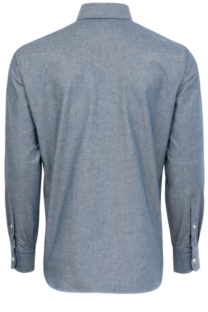 Pinto Ranch YY Collection Button-Front Shirt - Blue Chambray