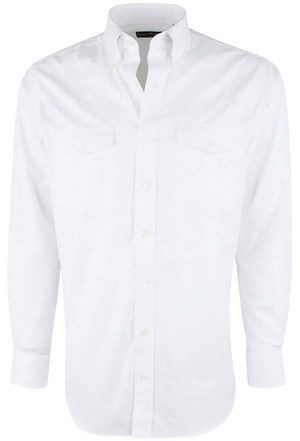 Pinto Ranch YY Collection Pinpoint Button-Front Shirt - Solid White