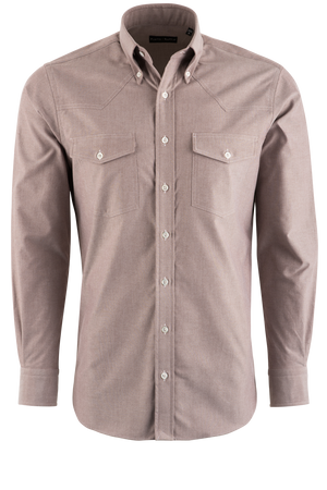 Pinto Ranch YY Collection Oxford Button-Front Shirt - Brown