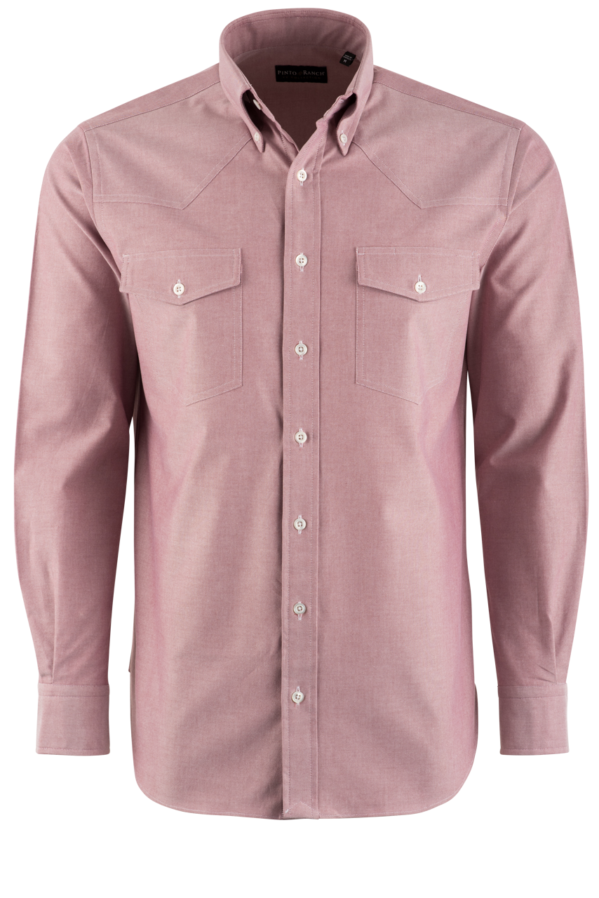 Pinto Ranch YY Collection Oxford Button-Front Shirt - Red