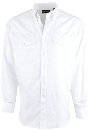 Pinto Ranch YY Collection Herringbone Button-Front Shirt - White