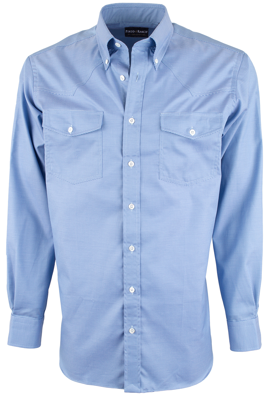 Pinto Ranch YY Collection Fancy Solid Button-Front Shirt - Blue