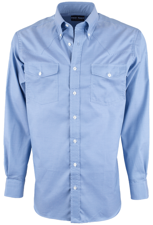 Pinto Ranch YY Collection Fancy Solid Button-Front Shirt - Blue