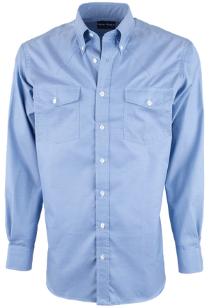 Pinto Ranch YY Collection Fancy Solid Button-Front Shirt - Blue