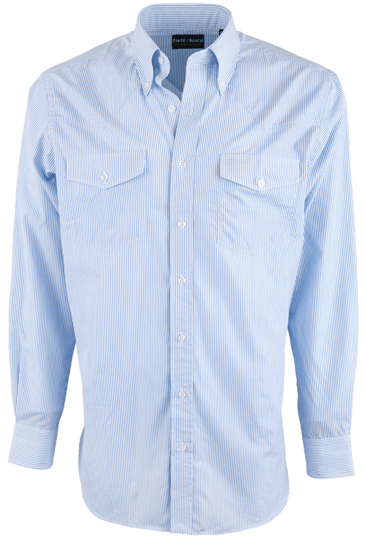 Pinto Ranch YY Collection Ribbon Striped Button-Front Shirt - Blue