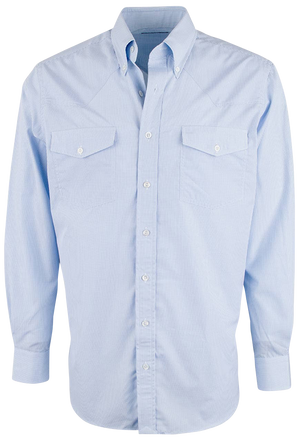 Pinto Ranch YY Collection Micro Check Button-Front Shirt - Blue