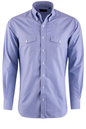 Pinto Ranch YY Collection Blue Check Button-Front Shirt