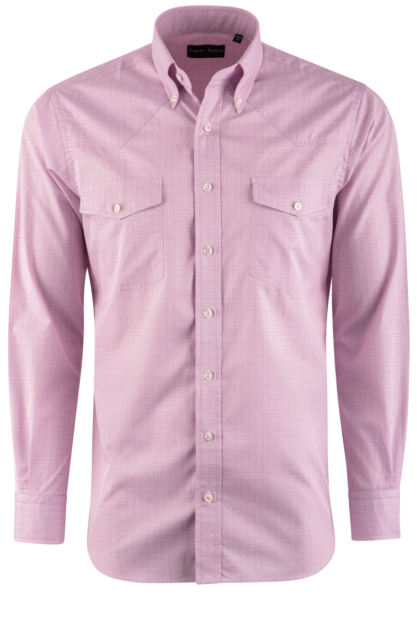 Pinto Ranch YY Collection Pink Check Long Sleeve Button-Front Shirt
