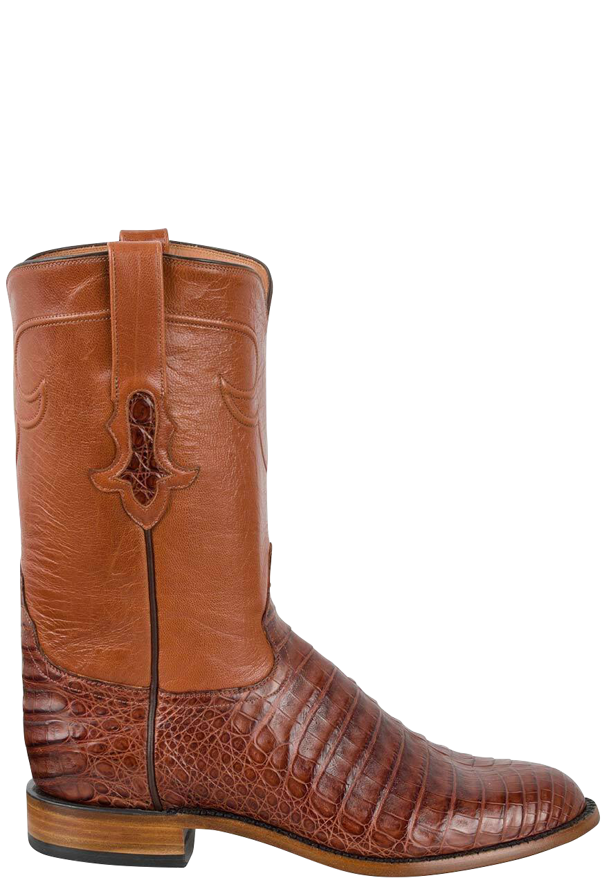 Tony Lama Men's Signature Series Caiman Belly Roper Boots - Cognac
