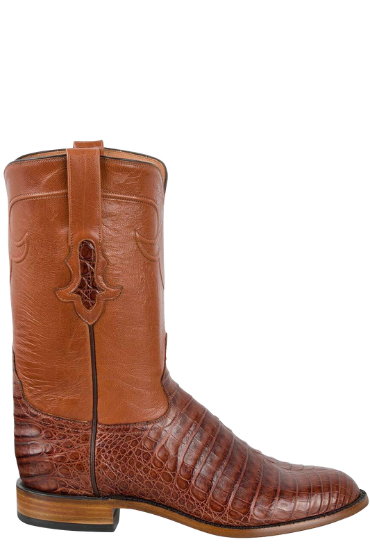 Tony Lama Men's Signature Series Caiman Belly Roper Boots - Cognac