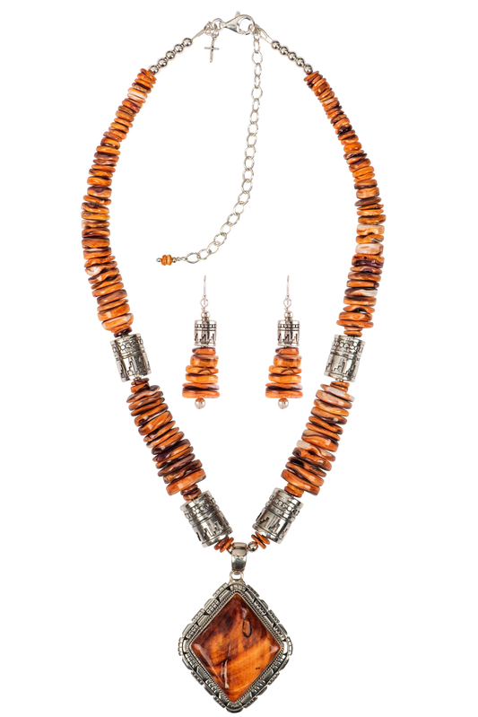 Sweet Tea Jewelry Orange Triangle Spiney Set