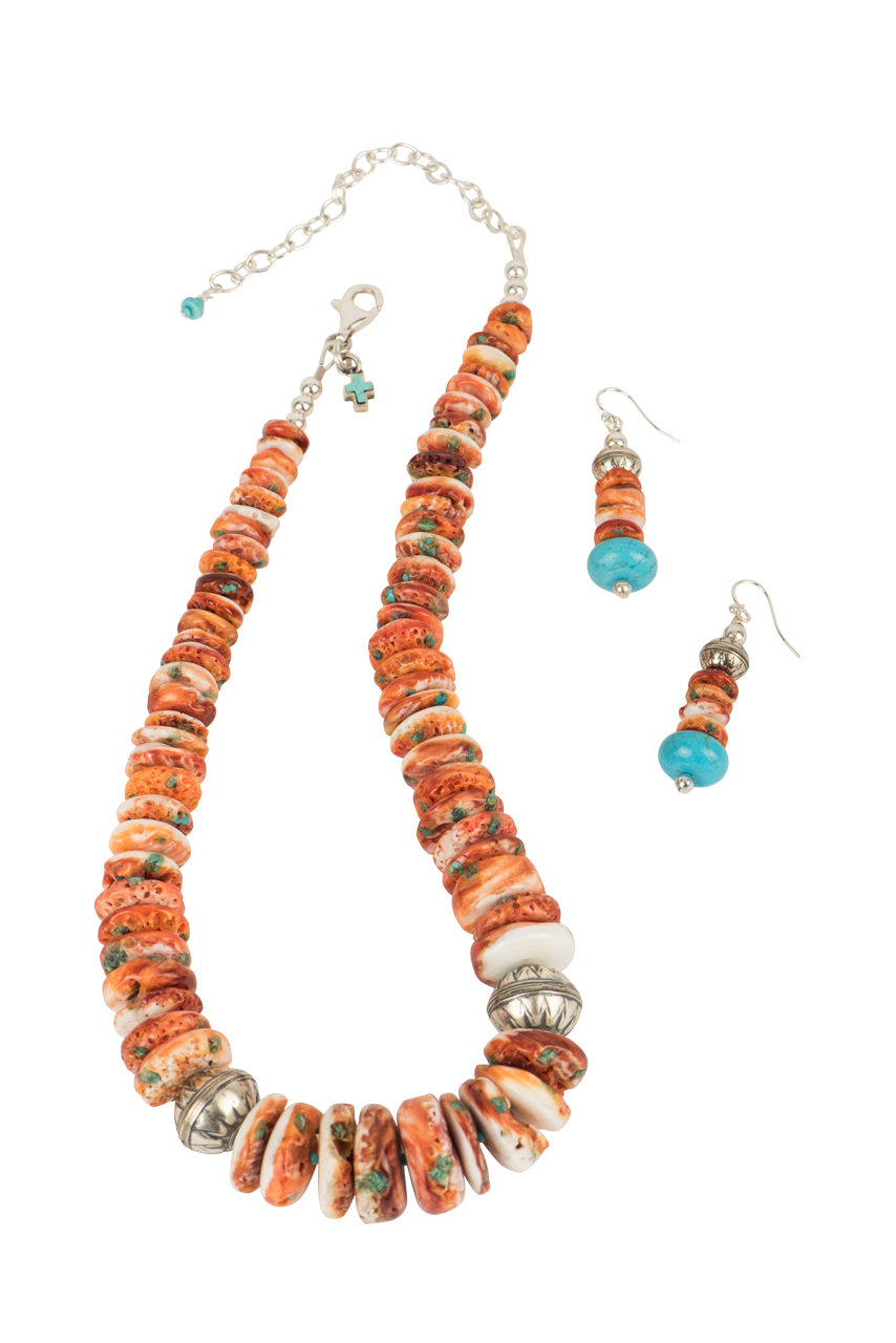 Sweet Tea Jewelry Spiney Oyster & Turquoise Chip Necklace Set Pinto Ranch