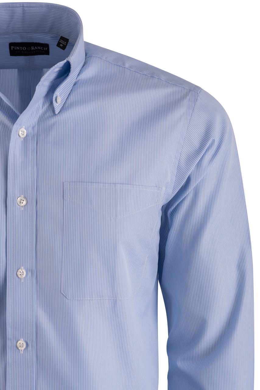 Pinto Ranch YY Collection Blue Poplin Button-Front Shirt