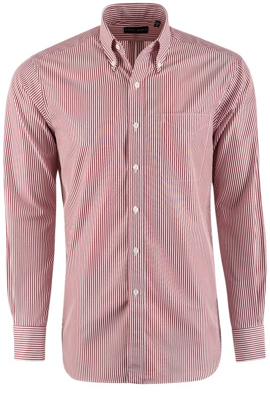 Pinto Ranch YY Collection Striped Poplin Button-Front Shirt - Red