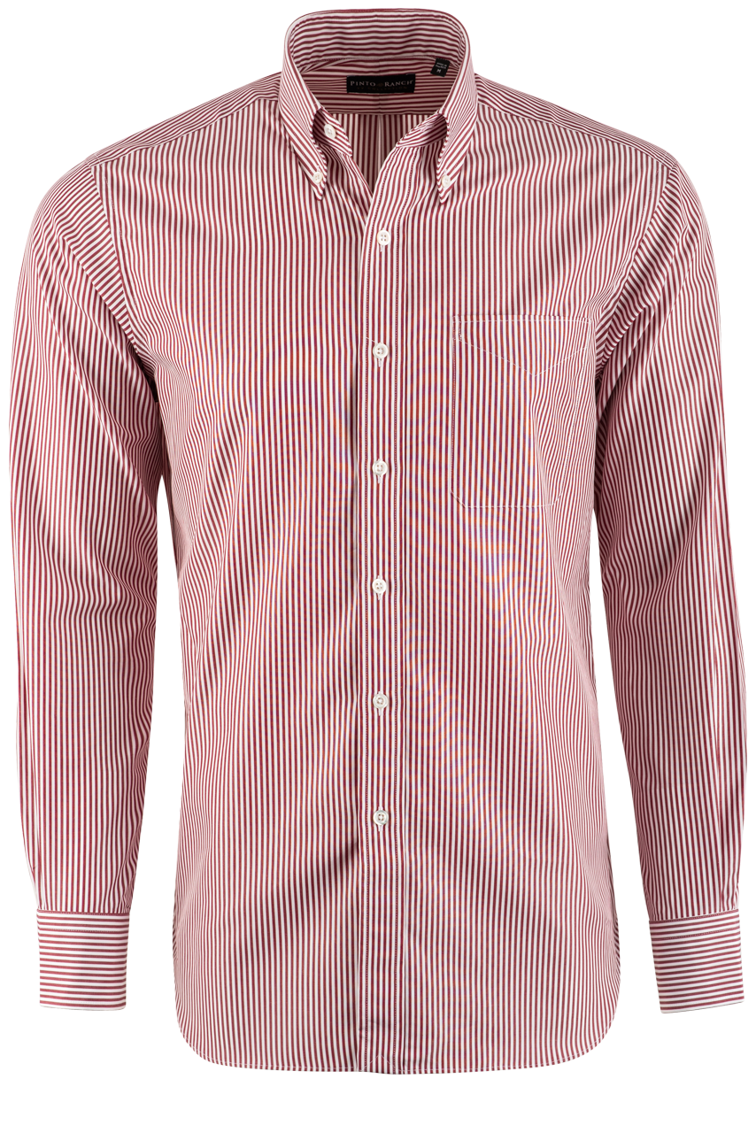 Pinto Ranch YY Collection Striped Poplin Button-Front Shirt - Red