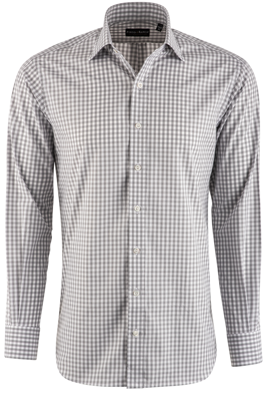 Pinto Ranch YY Collection Gingham Button-Front Shirt - Gray