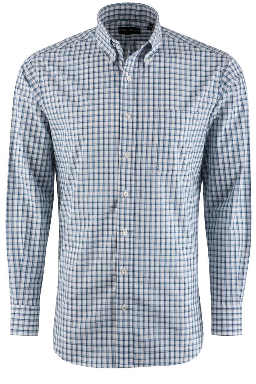 Pinto Ranch YY Collection Teal Check Classic Western Sport Shirt ...