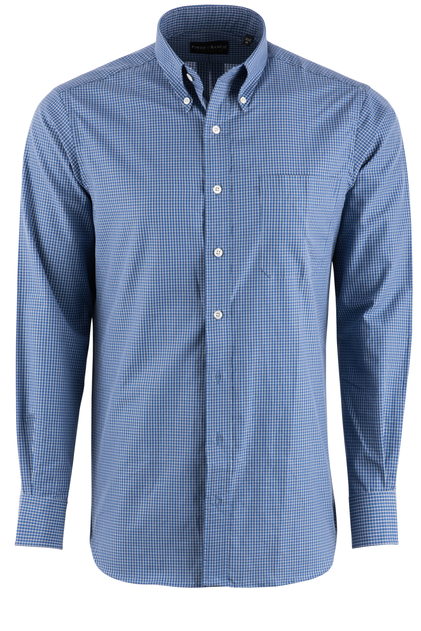 Pinto Ranch YY Collection Classic Sport Shirt - Blue Check
