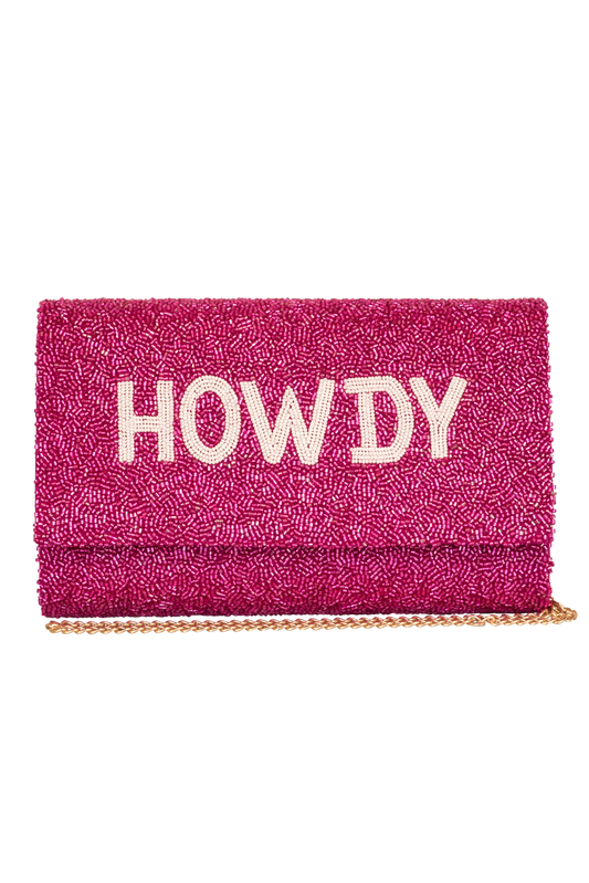 Christina Greene Howdy Beaded Clutch Bag - Pink