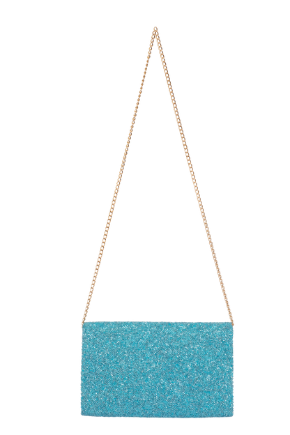 Christina Greene Howdy Beaded Clutch Bag - Turquoise