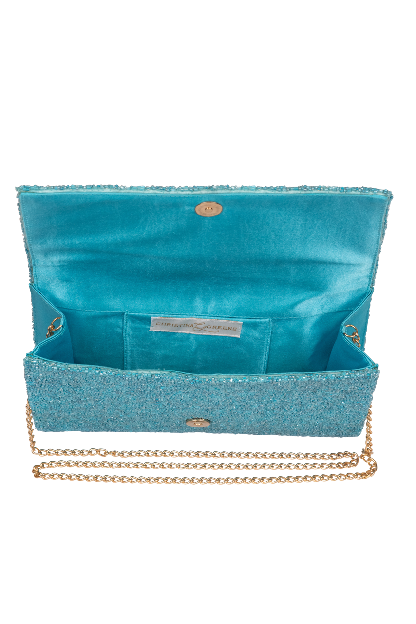 Christina Greene Howdy Beaded Clutch Bag - Turquoise