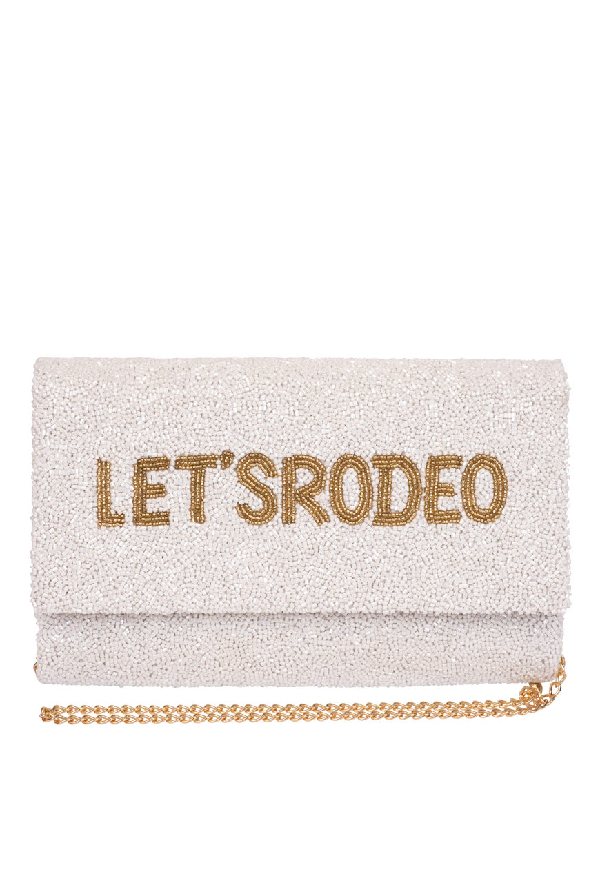 Christina Greene Let's Rodeo Beaded Clutch Bag - White