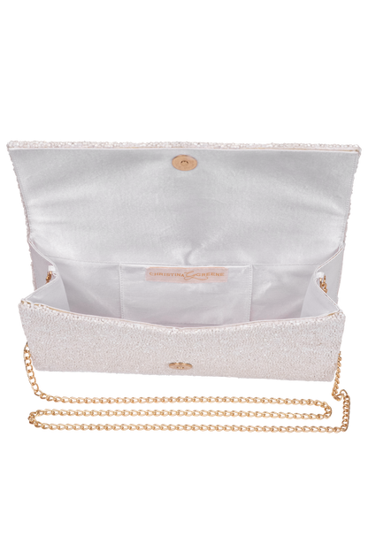 Christina Greene Let's Rodeo Beaded Clutch Bag - White