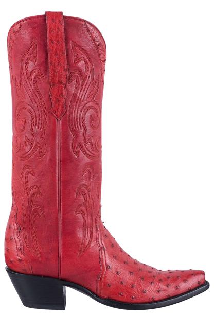 Stallion Women's Red Full Quill Ostrich Gallegos Cowgirl Boots