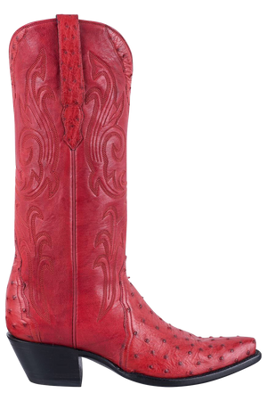 Stallion Women's Full Quill Ostrich Gallegos Cowgirl Boots - Red