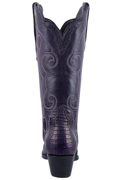 Stallion Women's Caiman & Italian Calf Gallegos Cowgirl Boots - Purple